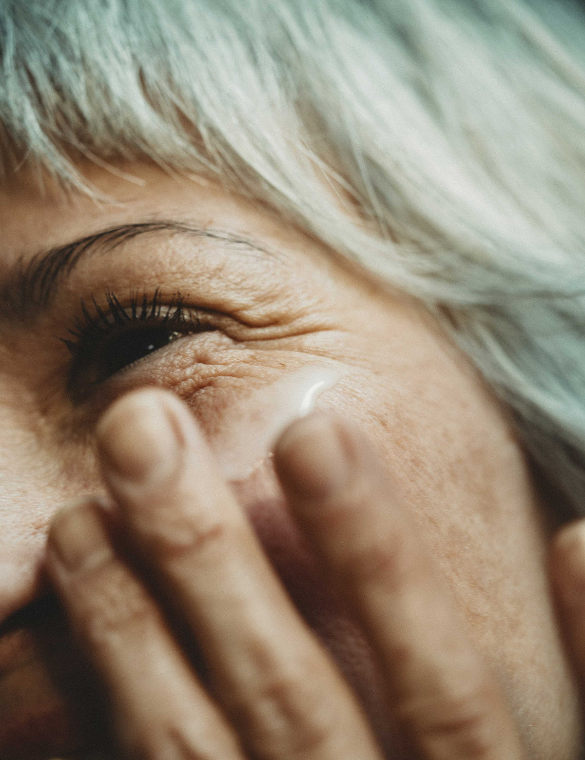 Collage skincare on womans face