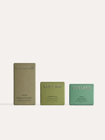 Simple to use. Three adaptable skincare products from Collage Skincare System, including a serum, gel moisturizer, and balm, displayed in green, beige, and brown packaging. Good for sensitive skin and gender inclusive. Made in Canada. Salicylic acid from white willow bark supports gentle daily renewal to improve texture and clarity.