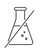 Black line drawing of a beaker with a crossed-out triangle on a white background