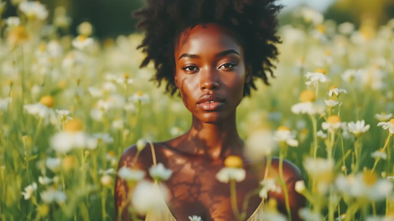 Woman in flower field