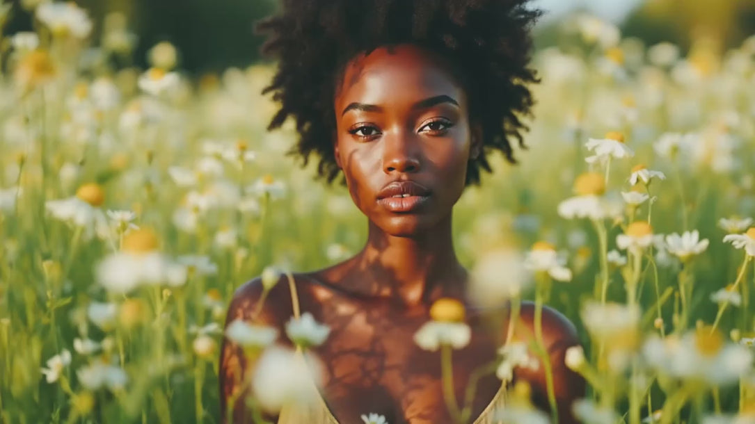 Woman in flower field